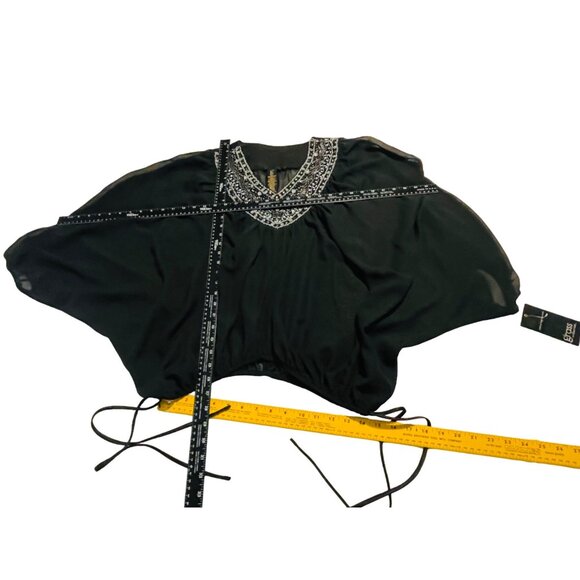 Grass Collection Black Batwing Blouse With Embellished Neckline Women’s Small - Picture 9 of 9